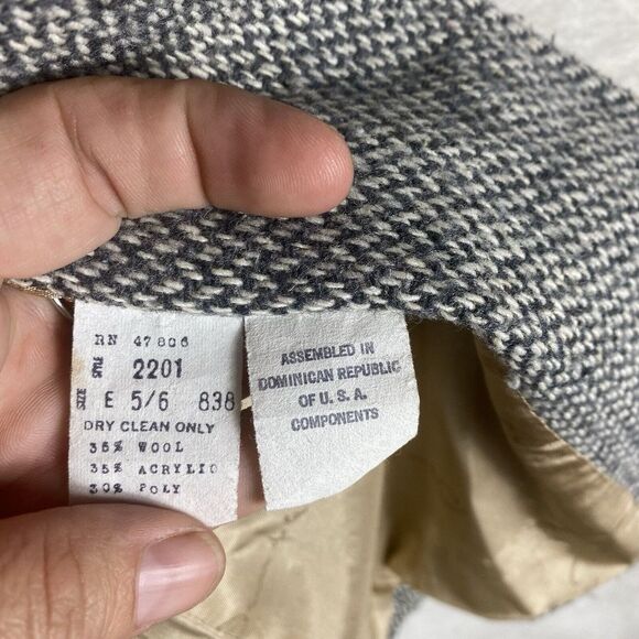 Vintage Oscar‎ de la Renta Wool Blazer Size 5/6 Herringbone Tweed Logo Lined - Picture 9 of 10